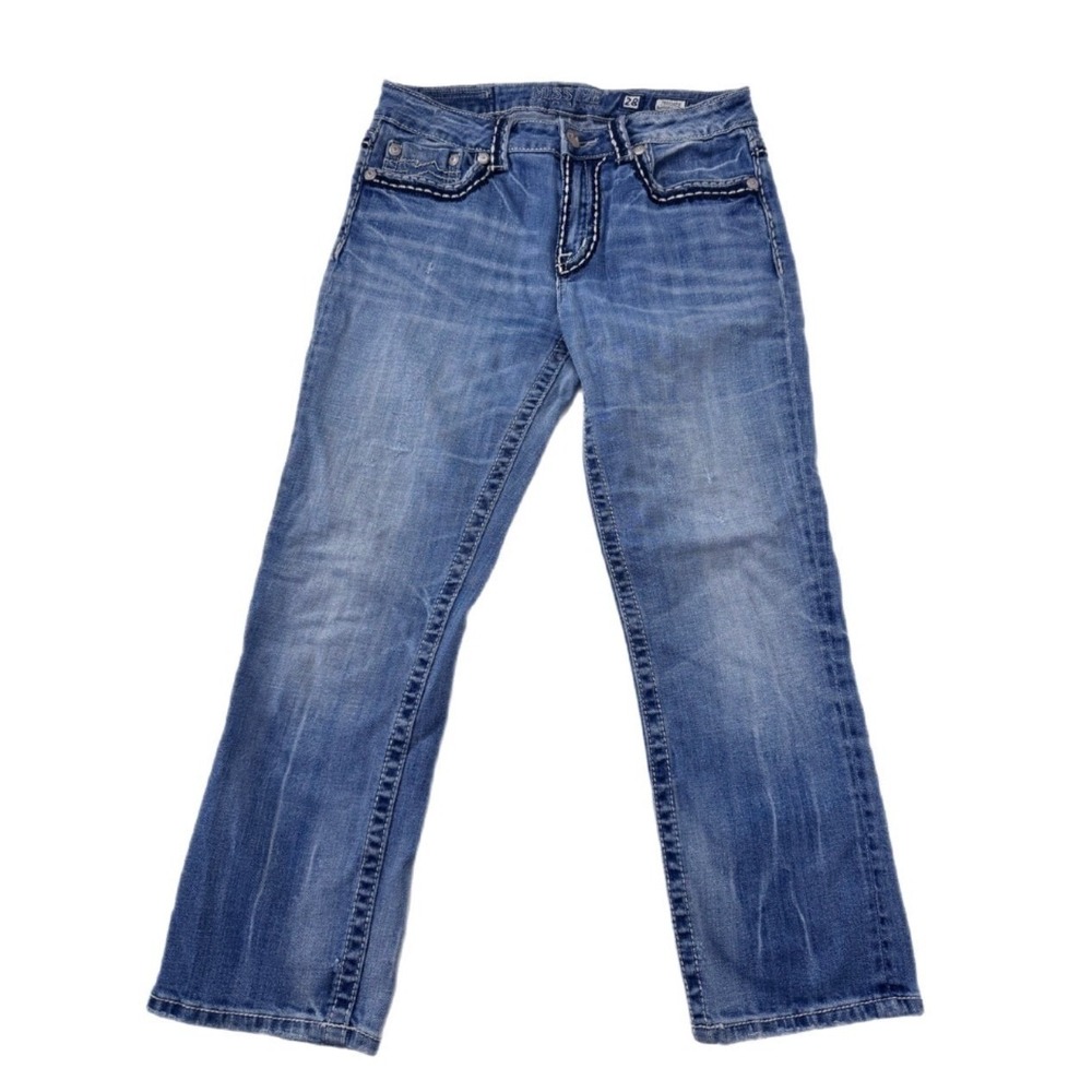 Miss‎ Me Jeans Boyfriend Capri Crop Thick Stich Pockets Women's 30x24 JB1026P4